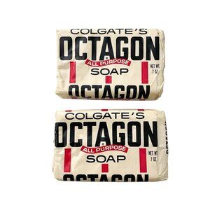 2 Vintage Colgate Octagon All-Purpose Soap Bars 7 oz Colgate-Palmolive Laundry